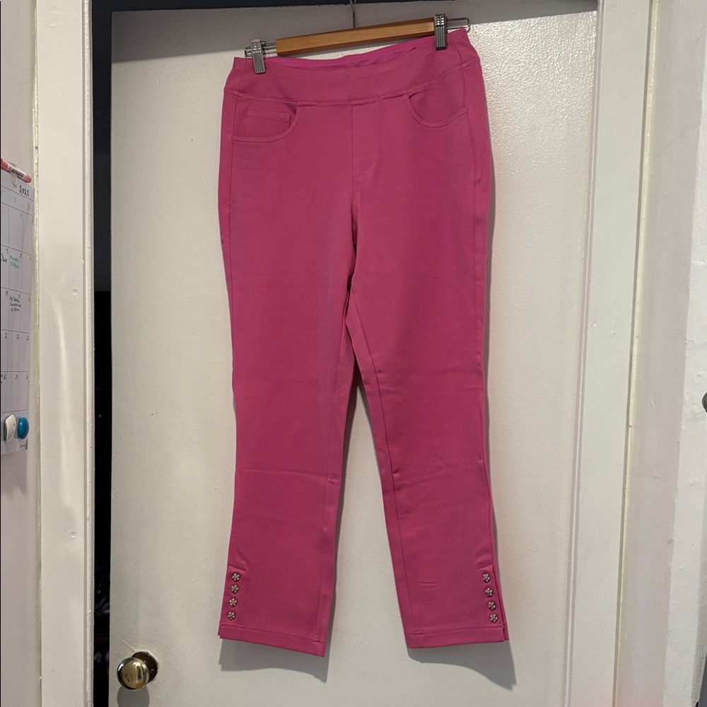 Belle by Kim Gravel Fuchsia Capris with Button Detail